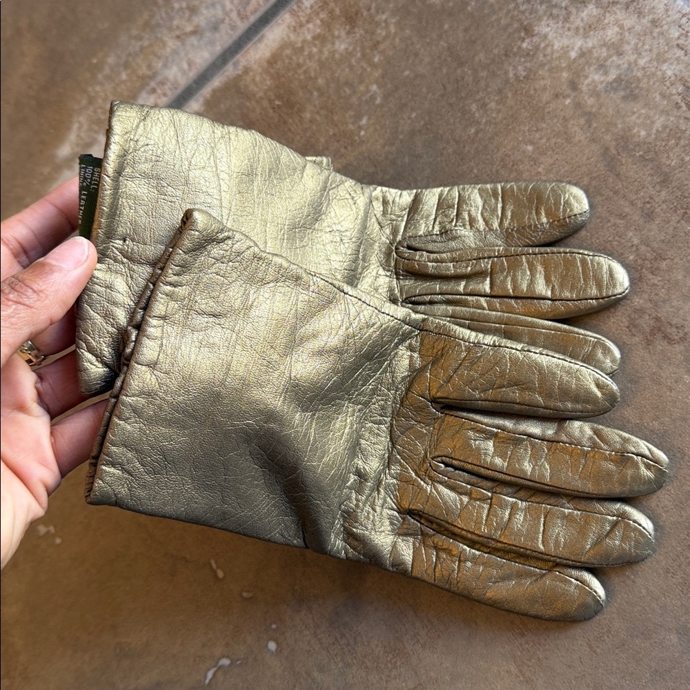 Metallic Bronze Leather Gloves – Genuine Leather - Picture 10 of 12